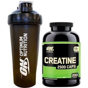 Optimum Nutrition Creatine 2500 Creatina Monoidrato in Capsule per Supporto delle Prestazioni 200 Capsule + SHAKER
