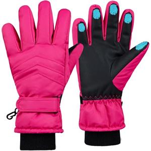 CityComfort Guanti da Sci per Bambine e Ragazze - Guanti Invernali Termici Impermeabili con Touch Screen per Neve Guanti Snowboard Freddo 6-15 Anni (Rosa, 8-10 Anni)