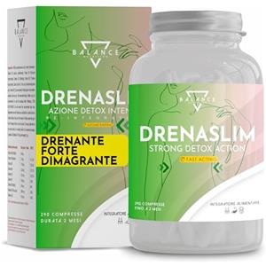 BALANCE NUTRITION DRENASLIM® DETOX 240 COMPRESSE (CON DIETA DETOX DRENANTE) - Drenante Forte Dimagrante | Brucia Grassi Potenti Veloci, Bromelina Forte Drenante, Detox Depurativo Antiossidante | Accelera il Metabolismo