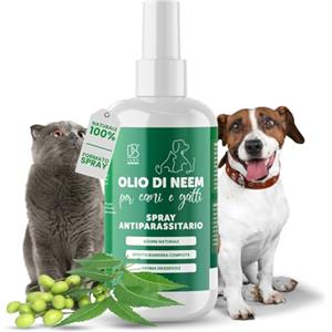 DBLabo Db Labo - Olio Di Neem per Cani 250ml - Spray Olio Neem Repellente per Cani Sgradito a Zecche, Pulci, Zanzare e Insetti - Azione Naturale con Aroma Piacevole abbinabile a Repellente Antipulci