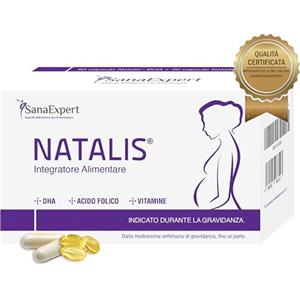 SanaExpert Natalis - Integratore Alimentare per la Gravidanza - Con Acido Folico, Ferro, DHA, Vitamine e Nutrienti Essenziali - 90 Capsule