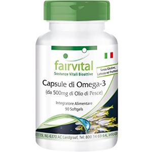 Fairvital | Omega-3 capsule di olio di pesce 500 mg - 1 mese - alto dosaggio - 90 capsule - con EPA e DHA