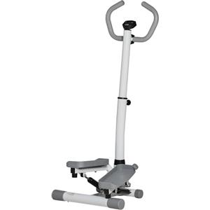 HOMCOM Stepper con Monitor LCD, Manubrio Regolabile, Fitness Stepper in Acciaio e ABS, 55x53x118-128 cm, Bianco e Grigio