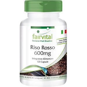 Fairvital | Estratto di riso rosso 600 mg - 120 capsule vegane - fermentato - 2,95 mg di monacolina K - qualità controllata e dosaggio elevato