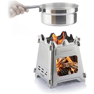 InnovaGoods® Fornello in acciaio smontabile per campeggio Flamet, cucina all'aperto in modo rapido e semplice, design compatto e leggero, ideale per il campeggio.