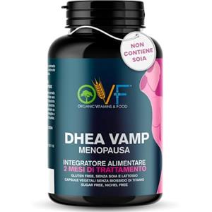 PARAFARMACIA, ORGANIC VITAMINS & FOOD OVF DHEA Vamp, Integratore Menopausa 120 Capsule (4 mesi di trattamento) a base di Trifoglio Rosso, Agnocasto e 80mg di Isoflavoni da KUZU e NON da SOIA - per il Controllo del Peso e Sbalzi d'umore.