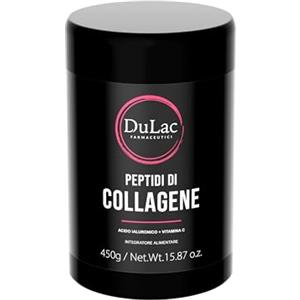 DULÀC FARMACEUTICI 1982 Dulàc - Collagene in Polvere con Acido Ialuronico e Vitamina C 450 g, Integratore di Peptidi di Collagene Idrolizzato, per Benessere di Articolazioni, Pelle e Ossa, Gusto Neutro, 100% Made in Italy
