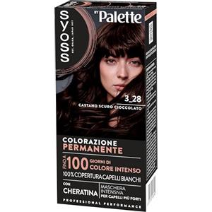 Syoss by Palette Colorazione Permanente 3-28 Castano Scuro Cioccolato, Colorazione per capelli permanente con Cheratina, per 100% copertura dei capelli bianchi e fino a 100 giorni di colore intenso
