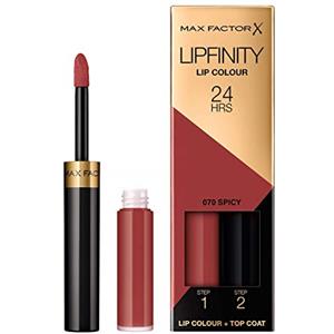 Max Factor - Lipfinity Lip Colour - Rossetto Lunga Durata e Gloss Idratante con Applicazione Bifase - Nuance 070 Spicy- 2.3 ml e 1.9 g
