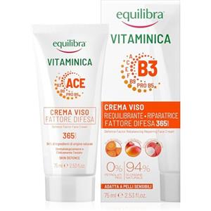 Equilibra, Crema Viso Riequilibrante, Riparatrice, Fattore Difesa, con Complesso Multivitaminico, Oli di Carota e Mango, Estratto del Litchi, Difende e Protegge la Viso 365 Giorni L'anno, 75 ml