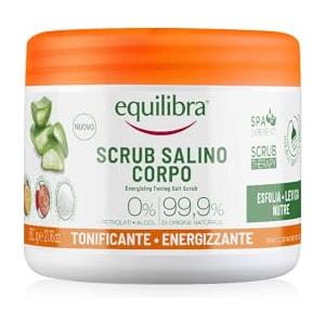 Equilibra Corpo, Scrub Salino Tonificante Energizzante, Scrub Corpo Tonificante ed Esfoliante, per una Pelle Levigata e Nutrita, con Mix di Sali Marini, Oli Naturali ed Estratti Vegetali, 600 g