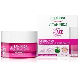 Equilibra, Crema Viso Anti-Aging Rassodante Vitaminica, con Complesso Multivitaminico, Oli di Tè e Rosa Mosqueta, Dona Tono, Elasticità e Luminosità alla Pelle del Viso, 50 ml