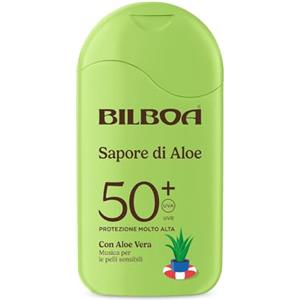 Bilboa Sapore di Aloe latte solare SPF 50+, con Aloe Vera, Musica per le Pelli Sensibili, Resistente all'Acqua, Dermatologicamente Testato - 200 ml