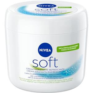 NIVEA Soft 500 ml, Crema idratante corpo, viso e mani dalla texture leggera ad assorbimento rapido, Crema multiuso arricchita con Vitamina E e Olio di Jojoba per una pelle fresca e luminosa