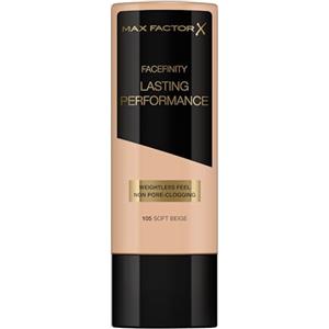 Max Factor, Lasting Performance Fondotinta Liquido, Alta Coprenza, Finish Matte E Lunga Durata, 105 Soft Beige, 35 Ml
