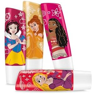 Labello Disney Princess Limited Edition Kit 4 x 4.8 g, Labello set balsamo labbra colorato con Principesse Disney, Burrocacao bambina 3+ idratante 24h, Burrocacao labbra lip balm con aroma alla frutta