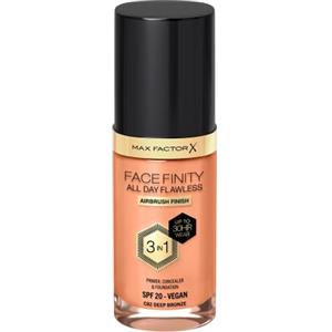 Max Factor Fondotinta Facefinity All Day Flawless - Correttore, Fondotinta liquido e primer viso 3-in-1, Formula vegan, Copertura modulabile, Tenuta fino a 30 ore, SPF20 - C82 Deep Bronze, 30 ml