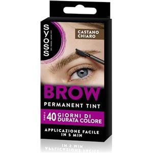 Syoss Brow Castano Chiaro (10ml), Tinta sopracciglia permanente, Tintura sopracciglia resistente ad acqua e sbavature, Colore intenso per sopracciglia per 10 applicazioni, Formula vegana