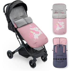 Interbaby Sacco Passeggino Invernale Universale Interbaby | Copri Passeggino Universale Morbida | Sacco Termico per Ovetto Rimovibile, Doppia Apertura, Facile da Lavare, Materiali Anallergici, Unicorno Rosa
