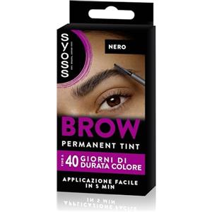 Syoss Brow Nero (10ml), Tinta sopracciglia permanente, Tintura sopracciglia resistente ad acqua e sbavature, Colore intenso per sopracciglia per 10 applicazioni, Formula vegana