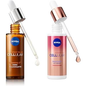 NIVEA Cellular Expert Skincare Kit, Set skincare completo con Siero Viso Bakuchiol Effetto Lifting 30 ml e Siero Vitamina C Illuminante 30 ml per una pelle rassodata e luminosa