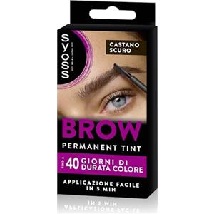 Syoss Brow Castano Scuro (10 ml), Tinta sopracciglia permanente, Tintura sopracciglia resistente ad acqua e sbavature, Colore intenso per sopracciglia per 10 applicazioni, Formula vegana
