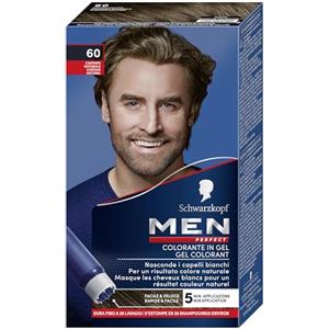 Schwarzkopf, Men Perfect, Tinta Colorante in Gel, Copertura dei Capelli Bianchi Effetto Naturale, Tonalità 60 Castano Naturale