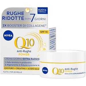 NIVEA Q10 Anti-Rughe Power Crema Giorno Extra Rassodante SPF 15 50 ml, Crema viso antirughe e idratante, Crema viso Acido Ialuronico, Coenzima Q10 e Creatina per un doppio booster di collagene