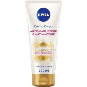 NIVEA Luminous630 Crema Corpo Antismagliature & Antimacchie 200 ml, Crema smagliature, macchie solari e macchie scure, Crema antimacchie e idratante 48h per una pelle più uniforme