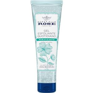 Acqua alle Rose, Gel Esfoliante Quotidiano Purificante per Pelli Normali, Miste o Grasse, Scrub Viso Delicato con Attivi Astringenti di Rosa Multiflora, Deterge, Esfolia e Purifica, 150 ml