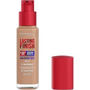 Rimmel London Lasting Finish 35H, 201 Classic Beige, fondotinta, lunga tenuta, idratante, formula vegana, alta coprenza, 30ml
