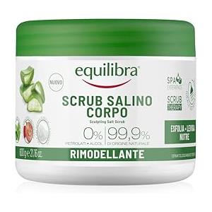 equilibra Scrub Salino Corpo Rimodellante, Esfoliante, 600 g, con Sale Salgemma di Sicilia Purissimo ad Azione Antiacqua e Aloe Vera, Oli Naturali ed Estratti Vegetali, Leviga e Nutre la Pelle