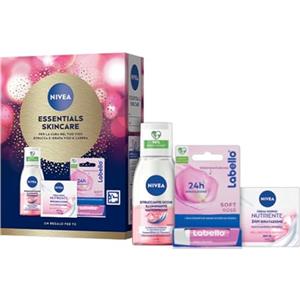 NIVEA Essentials Skincare Kit cofanetto regalo donna, Set regalo donna con Crema Viso Idratante Nutriente 50 ml, Struccante Occhi Waterproof 125 ml e Burrocacao Labbra Labello Soft Rosé 4.8 g