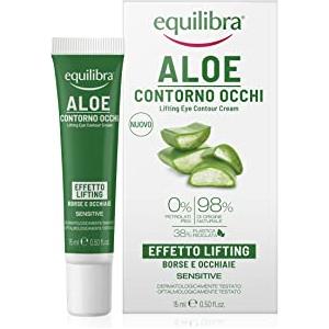 equilibra Viso, Aloe Contorno Occhi Effetto Lifting, Riduce Borse e Occhiaie, con Acido Ialuronico ai 3 Pesi Molecolari, Attivo Vegetale da Alga Bruna, Caffeina, Vitamina E, Aloe Vera, 15 ml
