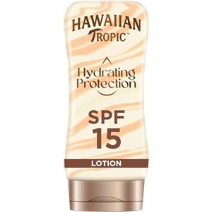 Hawaiian Tropic Lozione Solare Protettiva Idratante, Crema Resistente all'Acqua con Protezione SPF 15 UVA e UVB, Lozione Solare, 12 Ore di Idratazione con Burro di Cacao e Burro di Karité, 180 ml