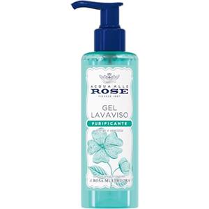 Acqua alle Rose, Gel Lavaviso Purificante con Attivi Astringenti di Rosa Multiflora, Detergente Viso per Pelli Miste o con Imperfezioni, Deterge, Purifica e Opacizza, Uso Quotidiano, 200 ml