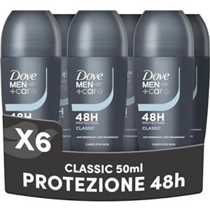 Dove Men + Care Dove Men Care, Deodorante Uomo Roll On, Profumazione Classica, Antitraspirante, Protezione Fino a 48 Ore, Profumazione Agrumata, Formula Delicata sul Microbioma della Pelle, 6 Pezzi da 50 ml