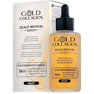 GOLD COLLAGEN Scalp Revival - Siero Notte per Crescita Capelli e Anticaduta Capelli Donna con Acido Ialuronico, Cheratina per Capelli ed Estratti Naturali - Olio Capelli Fragili e Sfibrati, 100 ml