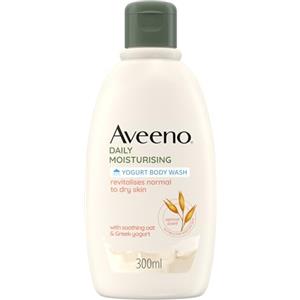 Aveeno Daily Moisturising Bagno Doccia Allo Yogurt, Bagnoschiuma idratante senza sapone, Docciaschiuma al profumo di Albicocca e Miele, Bagnodoccia per pelli sensibili con Avena e Yogurt Greco, 300 ml