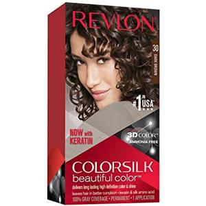 COLORSILK Revlon ColorSilk Beautiful Color, Tinta per Capelli Permanente, Senza Ammoniaca, con Cheratina, Colore e Brillanza Duratura, 30 Castano Scuro