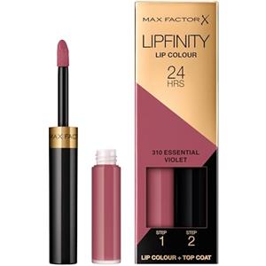 Max Factor, Lipfinity Lip Colour, Rossetto Lunga Durata E Gloss Idratante Con Applicazione Bifase, Nuance 310 Essential Violet, 2.3 Ml E 1.9 G