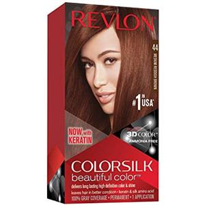 Revlon ColorSilk Colorazione Permanente Capelli Fai-da-te a Casa, Senza Ammoniaca e Arricchita con Cheratina, 44, Castano Ramato Medio