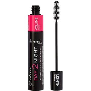 Rimmel London Mascara Day 2 Night, Formula Modulabile per Lunghezza e Volume Estremo, 001 Nero/Black, 9,5 ml