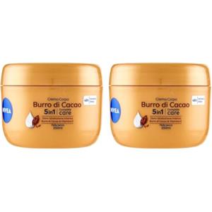 NIVEA Crema Corpo Burro di Cacao 250ml, Crema corpo idratante 48 ore, Crema corpo idratante pelle secca arricchita con Siero Idratazione Intensa, Burro di Cacao & Vitamina E (Confezione da 2)