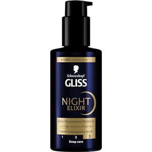 Gliss Schwarzkopf Gliss Night Elixir Siero Riparazione Notturna 100ml, Siero capelli con HAPTIQ System ed Estratto di Perla Nera, Prodotti per capelli danneggiati e secchi