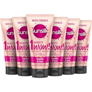 Sunsilk, Trattamento Intensivo 1 Minute Wow, Maschera Capelli Secchi, Linea Scintille di Luce, Trattamento Capelli Danneggiati, con Olio di Jojoba, Collagene e Biotina, 6 Pezzi da 180ml