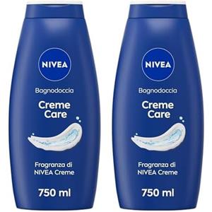 NIVEA Bagnodoccia Creme Care 750 ml, Bagnoschiuma in crema detergente e nutriente, Crema docciaschiuma arricchita con Vitamine C, E e Oli Nutrienti al classico profumo di NIVEA Creme (Confezione da 2)