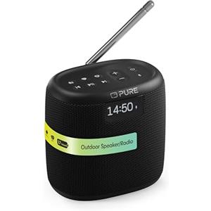 Pure Woodland - Mini altoparlante esterno con radio Bluetooth e DAB+/FM (impermeabile IP67, resistente, portatile, batteria da 17 ore, perfetto per giardino e campeggio), colore: Nero
