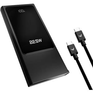 W Powerbank 10.000mAh (37Wh) Ultra compatto - Display digitale di ricarica residua, ricarica ultra veloce 22,5W, design leggero e sottile, ideale per smartphone, tablet e dispositivi mobili