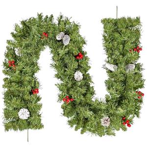 Uten Ghirlande Natalizie, 2.2m/87in Ghirlande Natalizie Lunghe, Ghirlanda Albero di Natale Artificiale con Pigne e Bacche, Per Scala, Camino, Finestre, Porta, Decorazioni dell'albero di Natale